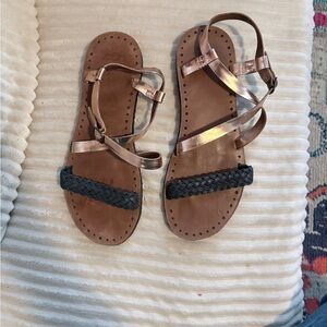 UGG Women's Braided Sandals in Brown and Rose Gold